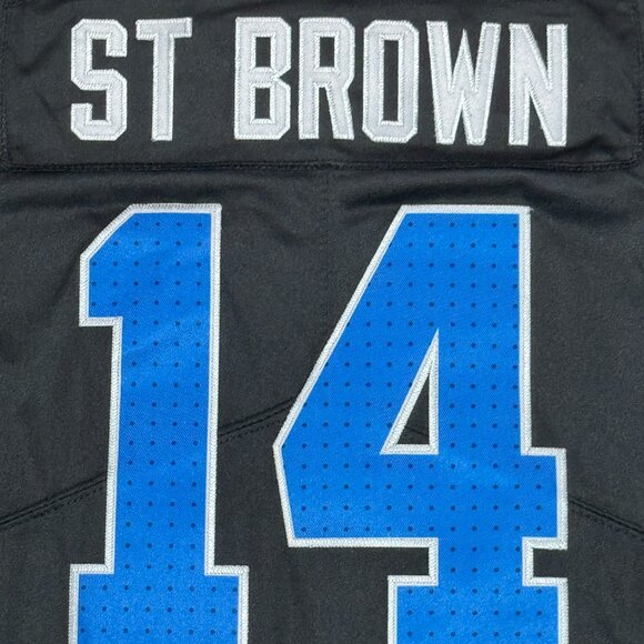 Detroit Lions Amon-Ra St. Brown #14 Black Jersey All Stitched Adult Sizes S-XXXL - Picture 5 of 7